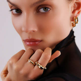 Baget Taşlı Bombe Altın Yüzük