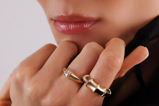 Baget Taşlı Bombe Altın Yüzük