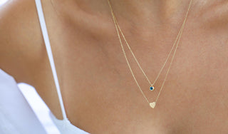 İkili Zincir Göz ve Kalp Altın Kolye