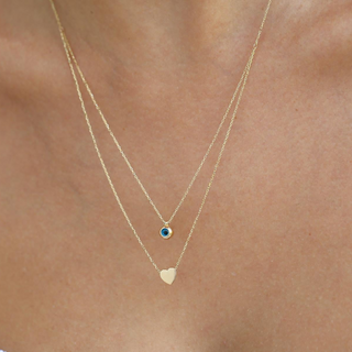 İkili Zincir Göz ve Kalp Altın Kolye