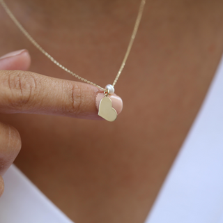 Altın İnci ve Kalp Kolye