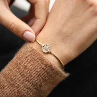 Baget Taşlı Balıksırtı Zincir Altın Bileklik – 14 Ayar Altın | CHN Kuyumculuk