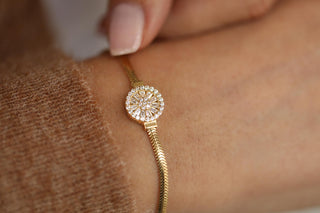 Baget Taşlı Balıksırtı Zincir Altın Bileklik – 14 Ayar Altın | CHN Kuyumculuk