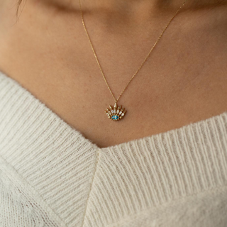 Aqua Kirpik Göz Altın Kolye