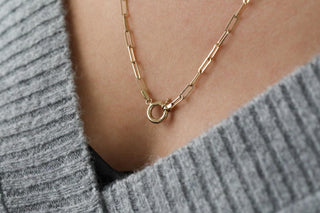 Simit Kilitli Ataş Zincir Altın Kolye