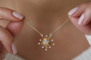 Güneş Ve Yıldız Altın Kolye