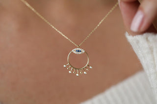 Taşlı  Çember Göz  Altın Kolye