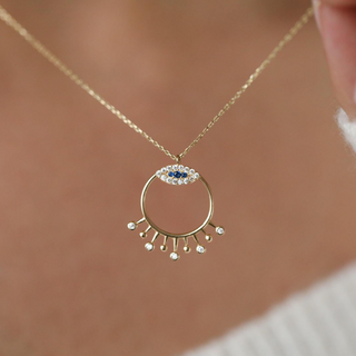 Taşlı  Çember Göz  Altın Kolye