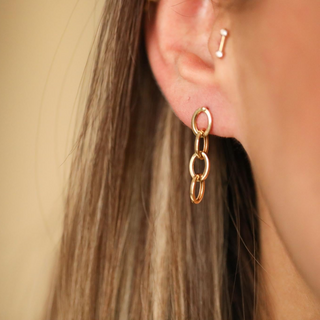 4 Halkalı Zincir Altın Küpe