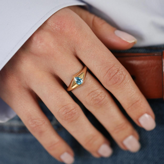 Mavi Damla Altın Yüzük