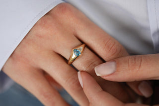 Mavi Damla Altın Yüzük