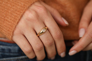 Kare Tektaş Bombe Altın Yüzük