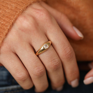 Kare Tektaş Bombe Altın Yüzük