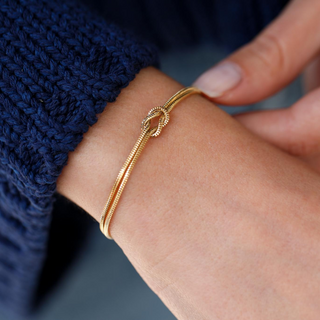 Yuvarlak İtalyan Düğüm Altın Zincir Bileklik