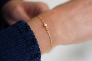 Tek İnci Altın Zincir Bileklik