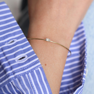 Baget Taşlı Tel Altın Bileklik – 14 Ayar Altın | CHN Kuyumculuk