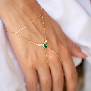 Yeşil Ve Baget Taşlı Altın Şahmeran – 14 Ayar Altın | CHN Kuyumculuk