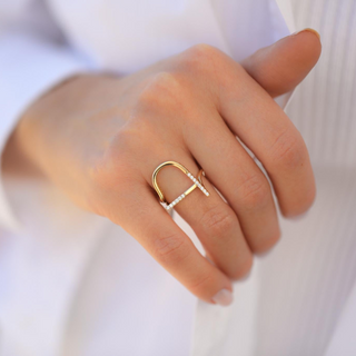 Tasarım Taşlı Tel Altın Yüzük