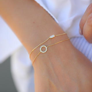 Baget Detay İkili Zincir Altın Bileklik