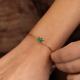 Yeşil Lotus Tel Altın Bileklik