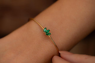 Yeşil Lotus Tel Altın Bileklik