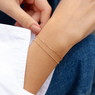 İkili Ataş Zincir Altın Bileklik