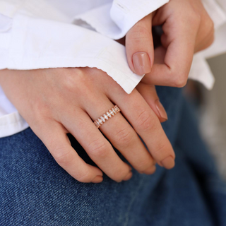 Taşlı Damla Rose Altın Yüzük