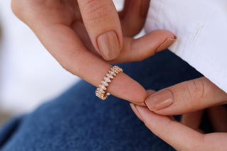 Taşlı Damla Rose Altın Yüzük