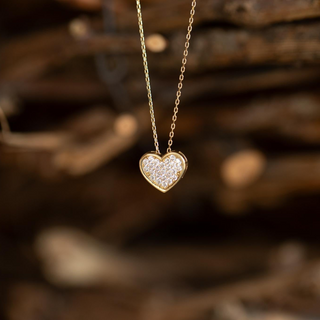 Taşlı Kalp Altın Kolye