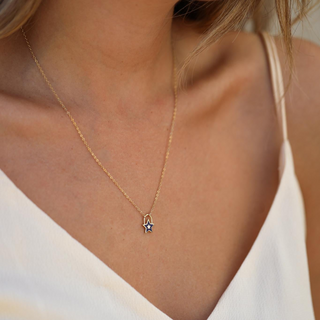 Mavi Mineli Yıldız Altın Kolye – 14 Ayar Altın | CHN Kuyumculuk