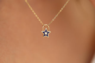 Mavi Mineli Yıldız Altın Kolye – 14 Ayar Altın | CHN Kuyumculuk