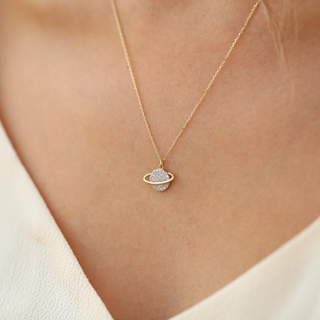 Altın Satürn Kolye