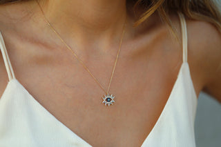 Baget Taşlı Göz Altın Kolye