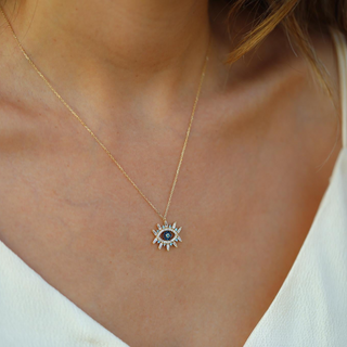 Baget Taşlı Göz Altın Kolye