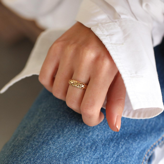 Desenli Retro Altın Yüzük