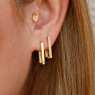 Dikdörtgen Halka Altın Küpe