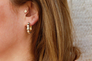 Bombe Blok Halka Altın Küpe