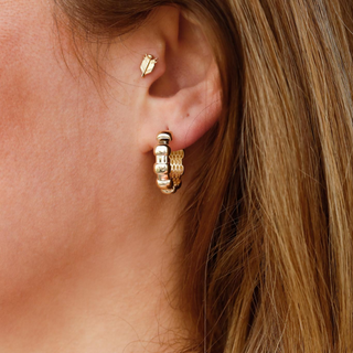 Bombe Blok Halka Altın Küpe