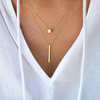 Altın İkili Küp Kadın Kolye