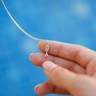 Mavi Balık Altın Kolye