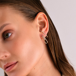 Altın Taşlı Nina Pimli Tek Küpe